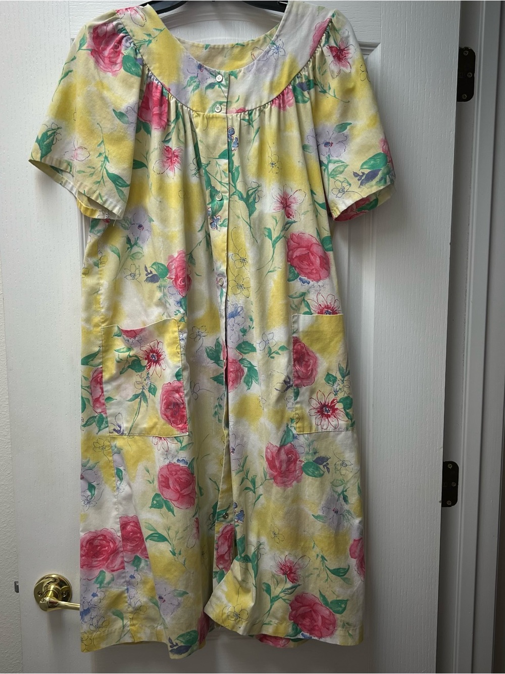 Unbranded House Night Gown Floral Dress with Front Pockets Sz Med